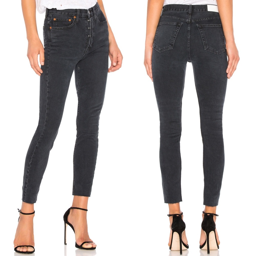 RE/DONE Originals High Rise Ankle Crop Worn Black